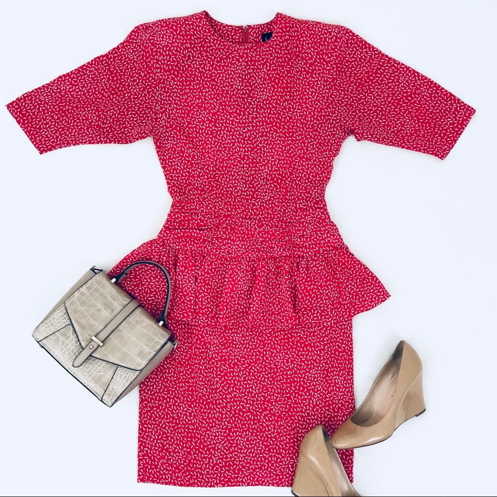 Red and white Laine U.S.A. Peplum Dress Size 3/4